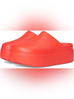 Crocs Dylan platform mule clogs in starfish bright coral red-orange womens 7